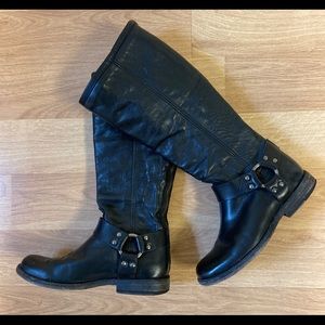 Frye ‘Phillip’ Harness Tall Boot black leather zip size 5.5